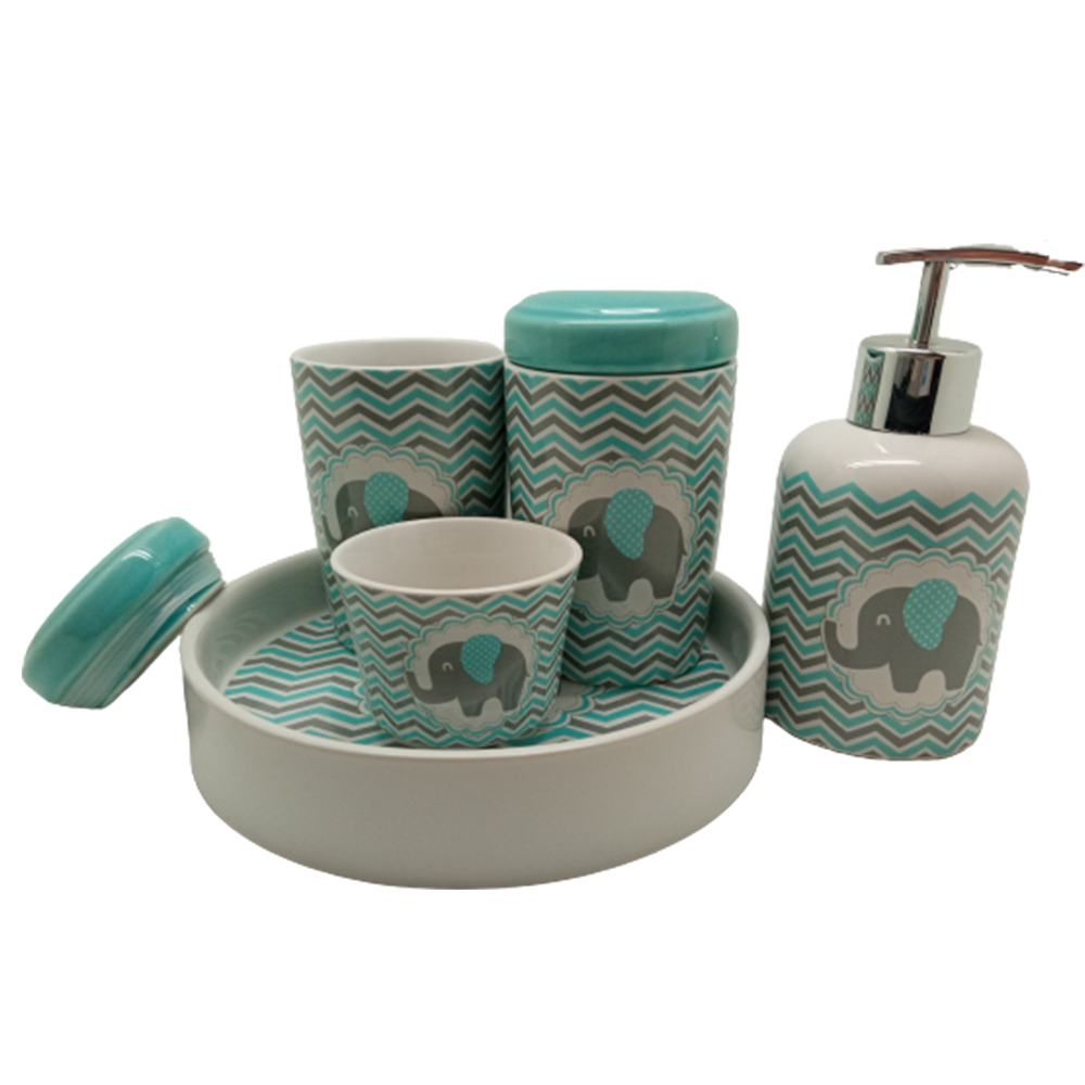 KIT DE BANHEIRO 5PCS AZUL REF: BRHW-10478