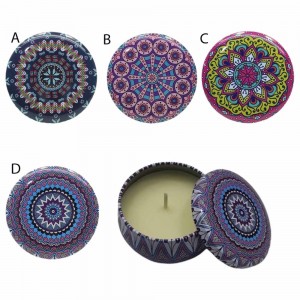 VELA AROMÁTICA PERFUMADA EM LATA DECORATIVA MODELO MANDALA REF: 5951 