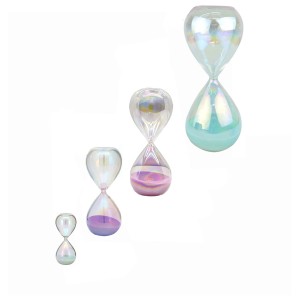 AMPULHETA DECORATIVA MODELO FURTA-COR EM VIDRO REF: 6487