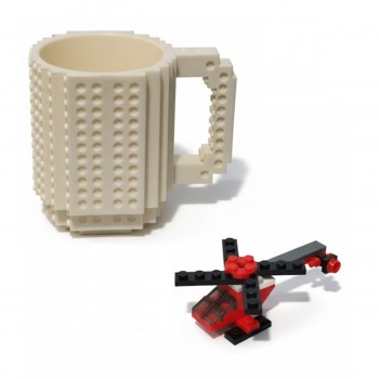 CANECA LEGO E HELICÓPTERO DE MONTAR DE PLÁSTICO 400ML REF: CPM35