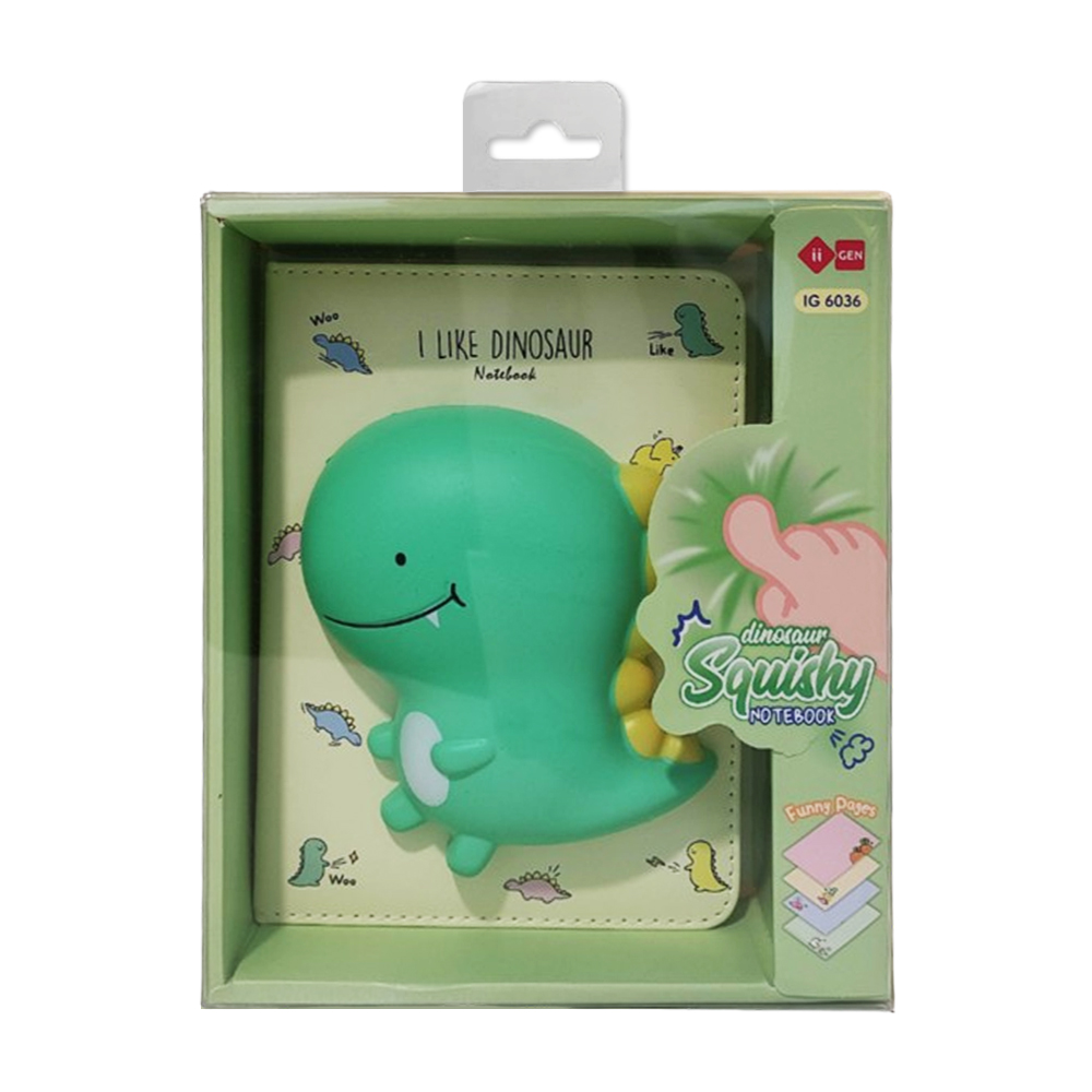 CADERNO COM CAPA SQUISHY MODELO DINOSSAURO COM 128 FOLHAS REF: APIG6036
