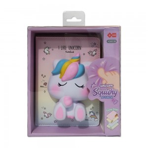 CADERNO COM CAPA SQUISHY MODELO UNICÓRNIO COM 128 FOLHAS REF: APIG6038