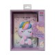CADERNO COM CAPA SQUISHY MODELO UNICÓRNIO COM 128 FOLHAS REF: APIG6038