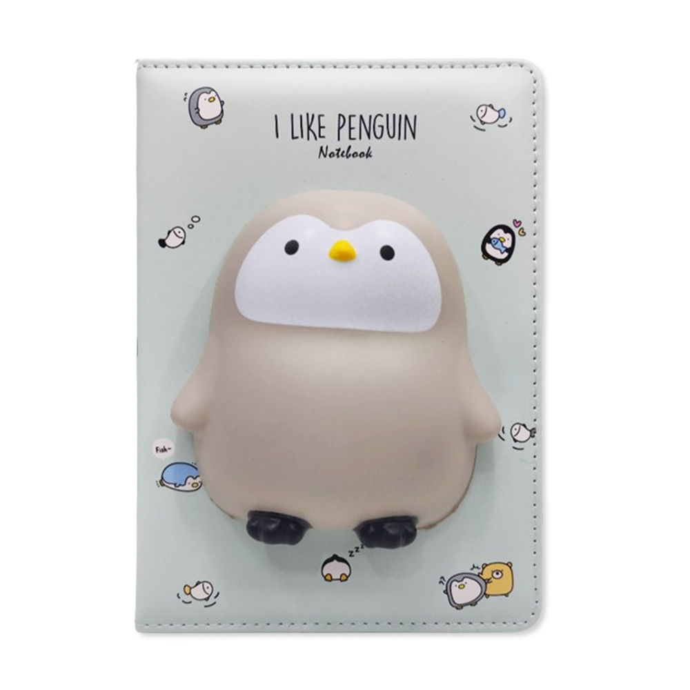 CADERNO COM CAPA SQUISHY MODELO PINGUIM COM 128 FOLHAS REF: APIG6048