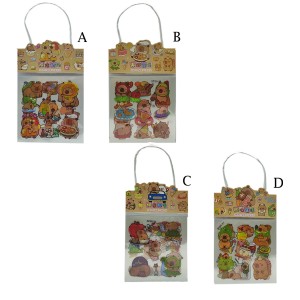CONJUNTO COM 3 CARTELAS ADESIVAS MODELO CAPIVARA COM ALÇA EM PLÁSTICO REF: APSZ95 CONJUNTO COM 3 CARTELAS ADESIVAS MODELO CAPIVARA COM ALÇA EM PLÁSTICO REF: APSZ95