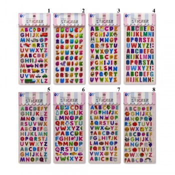 CARTELA DE ADESIVOS EM PLÁSTICO MODELO LETRAS  REF: WX-YQ
