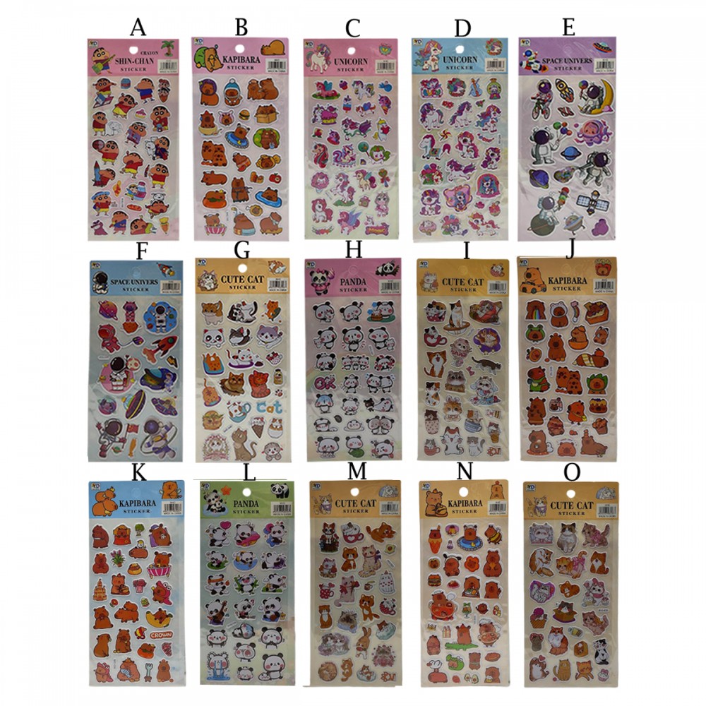 CARTELA DE ADESIVOS EM PLÁSTICO MODELO CORES E MOTIVOS DIVERSOS EM PLÁSTICO REF: APXHC