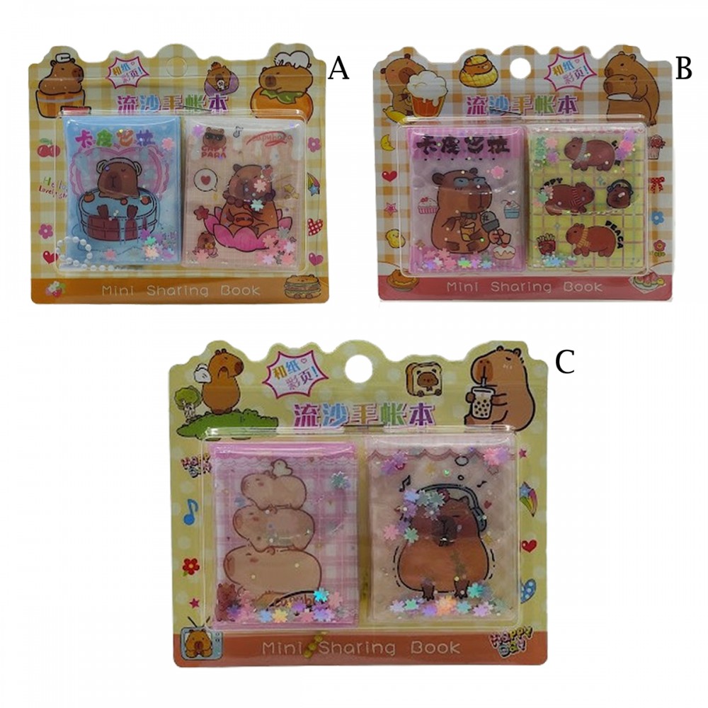 MINI CADERNO COM 23 FOLHAS E ADESIVOS MODELO CAPIVARA EM PLÁSTICO REF: APXMA01