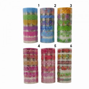 PACOTE DE FITAS ADESIVAS COLORIDAS TRANSPARENTES COM 6 UNIDADES REF: XM-JD2757