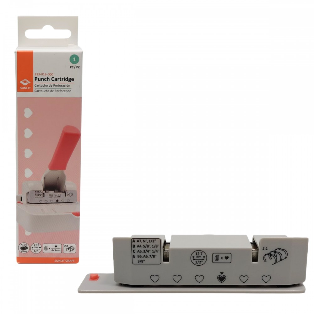 CARTUCHO DE PERFURADOR DE PAPÉIS MODELO CORAÇÃO COM 6 FUROS DE 5MM REF: 323-016-000
