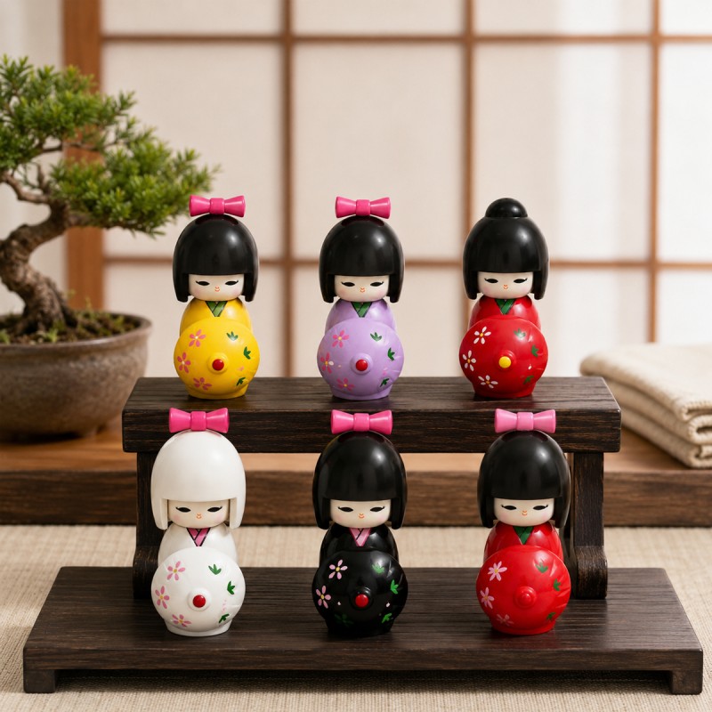 ENFEITE DE KOKESHI DE MESA MODELO BONECAS REF: JP0317 ENFEITE DE KOKESHI DE MESA MODELO BONECAS REF: JP0317