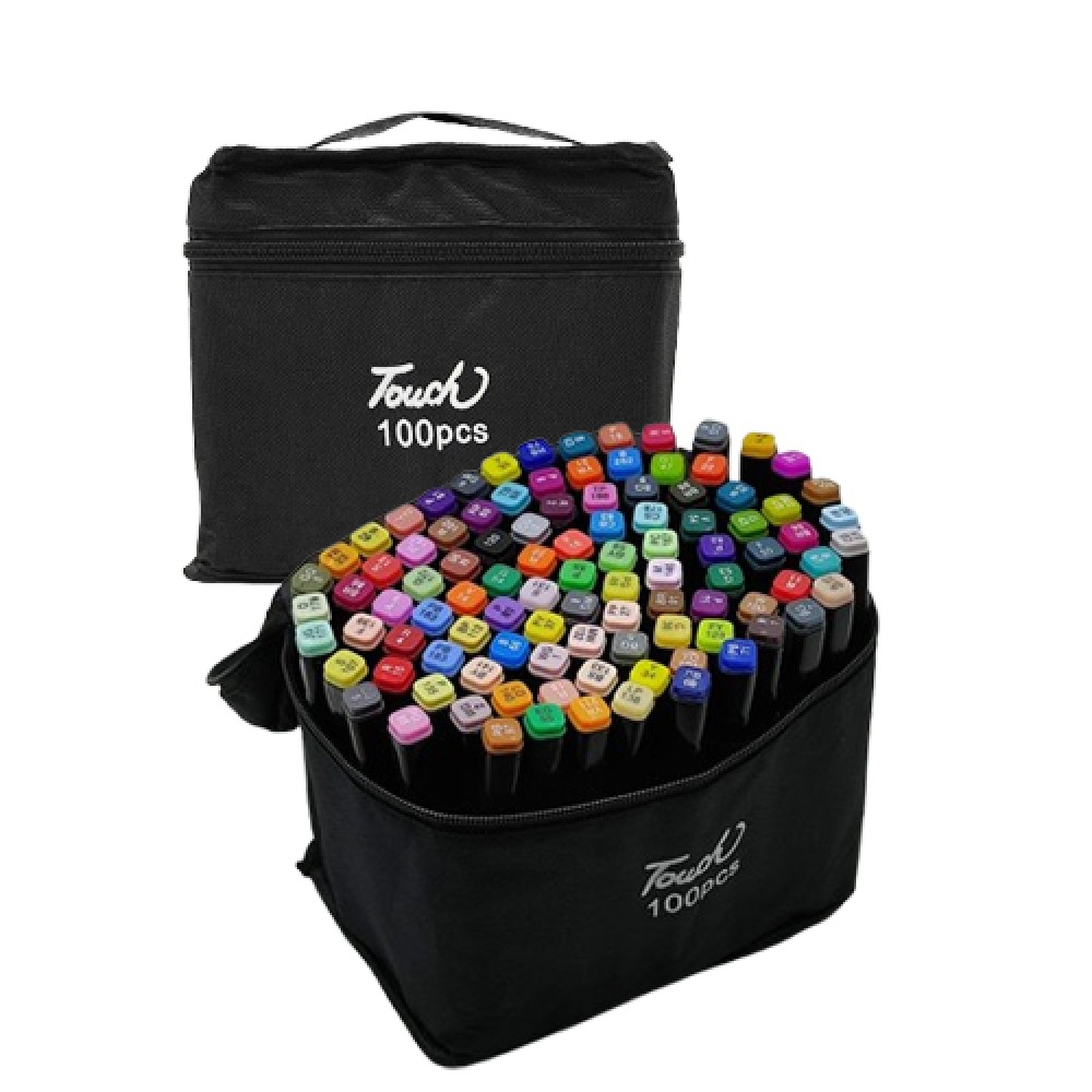KIT COM 100 CANETAS MARCADORAS DE PONTA DUPLA PROFISSIONAL REF: WH-MKB100