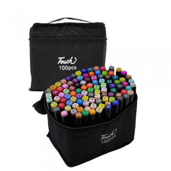 KIT COM 100 CANETAS MARCADORAS DE PONTA DUPLA PROFISSIONAL REF: WH-MKB100