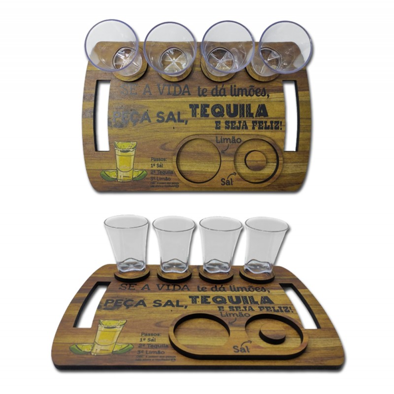 TÁBUA COM 4 COPOS SHOT MODELO TEQUILA REF: 292 TÁBUA COM 4 COPOS SHOT MODELO TEQUILA REF: 292