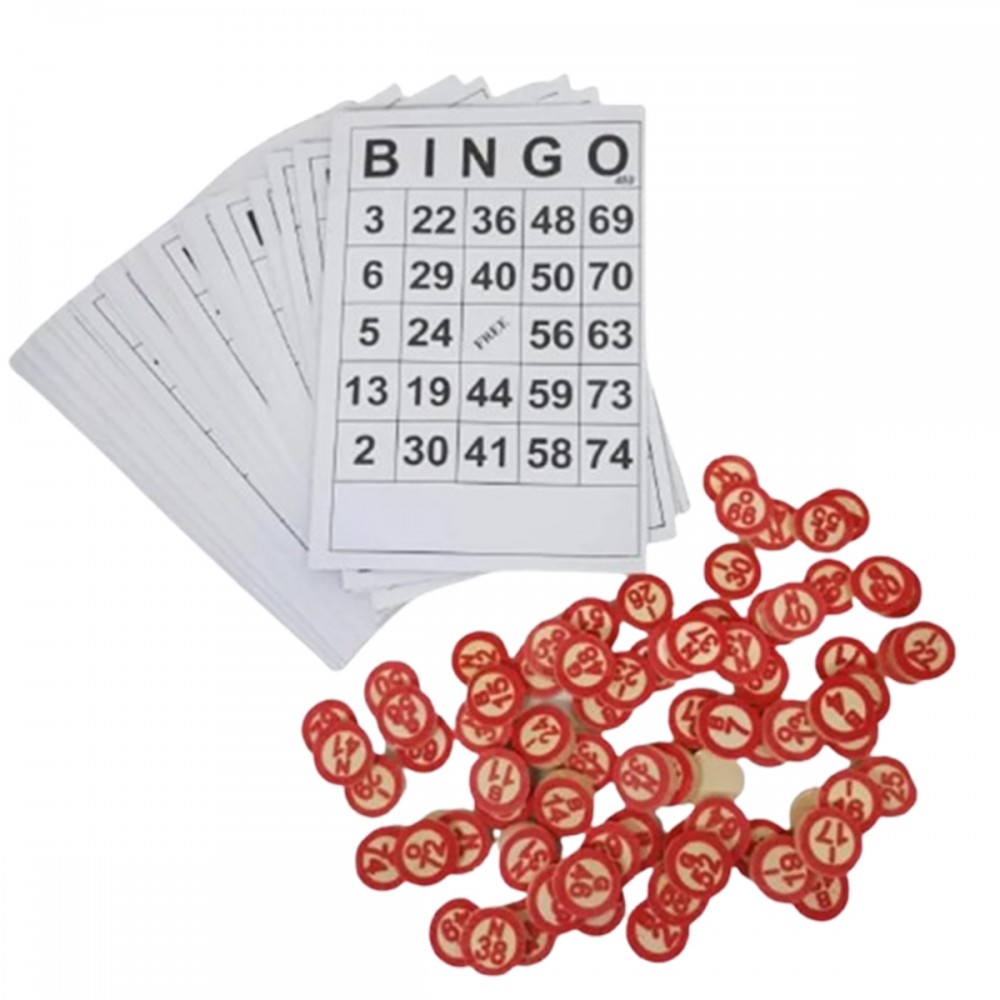 JOGO BINGO COM 40 CARTELAS EM PAPEL E MADEIRA REF: 2877