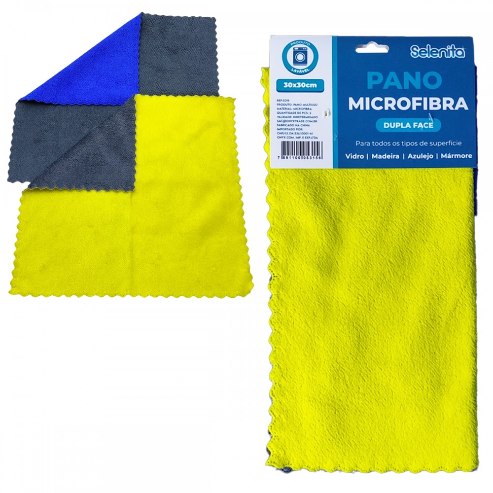 PANO MICROFIBRA DE POLIÉSTER 30X30 2 PEÇAS SORTIDO REF: 5315