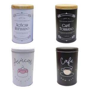KIT COM 2 LATAS DE METAL PARA CAFÉ E AÇUCAR REF: 6304 KIT COM 2 LATAS DE METAL PARA CAFÉ E AÇUCAR REF: 6304