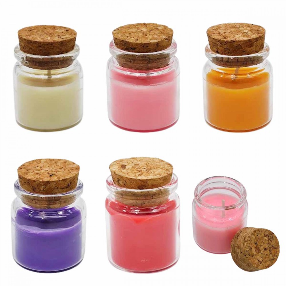 VELA PARAFINA COM POTE DE VIDRO E ROLHA REF: 6645