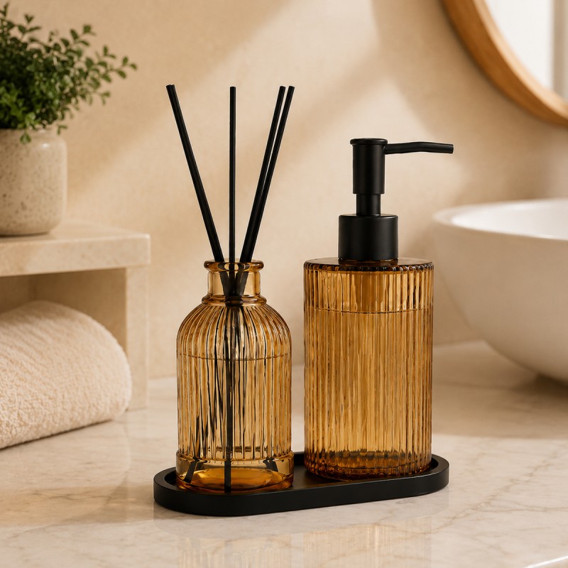 DISPENSER DE SABONETE E DIFUSORDE AROMAS DE VIDRO 400ML REF: 7072 DISPENSER DE SABONETE E DIFUSORDE AROMAS DE VIDRO 400ML REF: 7072