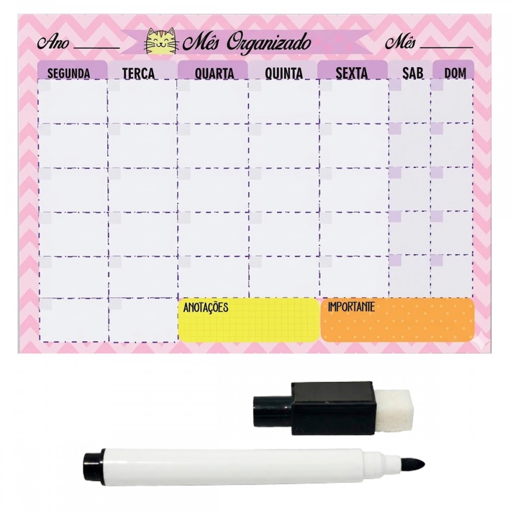 PLANEJADOR MÊS ORGANIZADO EM METAL 40X29CM REF: MP-15