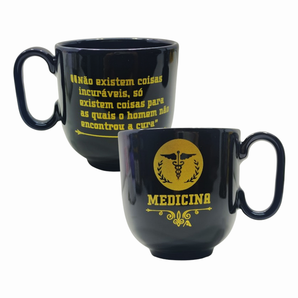 CANECA PROFISSÕES MODELO MEDICINA EM PORCELANA PRETA 350ML REF: 401908