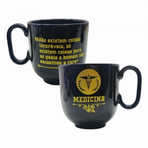 CANECA PROFISSÕES MODELO MEDICINA EM PORCELANA PRETA 350ML REF: 401908 CANECA PROFISSÕES MODELO MEDICINA EM PORCELANA PRETA 350ML REF: 401908
