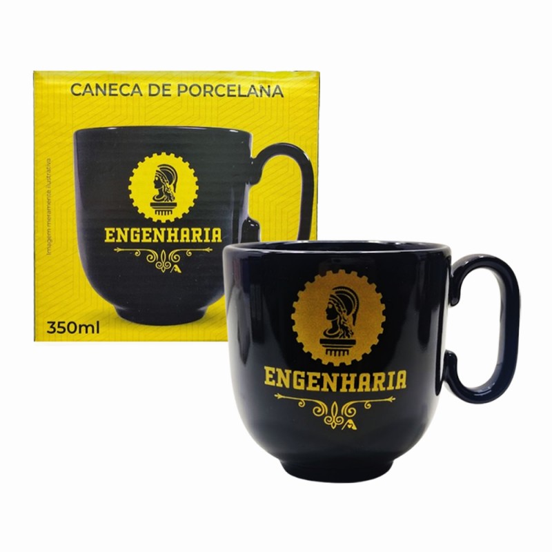 CANECA PROFISSÕES MODELO ENGENHARIA EM PORCELANA PRETA 350ML REF: 401904 CANECA PROFISSÕES MODELO ENGENHARIA EM PORCELANA PRETA 350ML REF: 401904