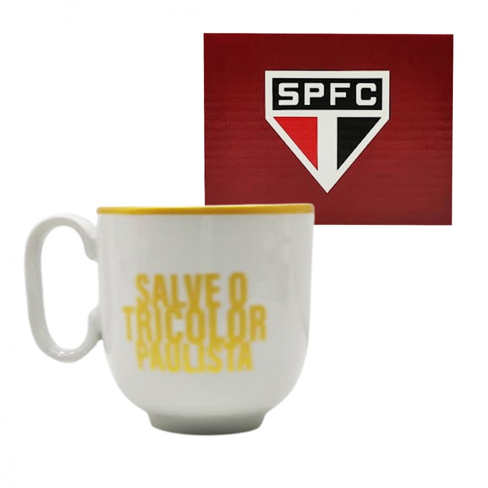 CANECA SÃO PAULO EM PORCELANA BRANCA 350ML REF: 401936