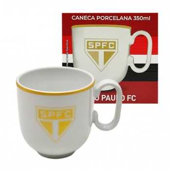 CANECA SÃO PAULO EM PORCELANA BRANCA 350ML REF: 401936