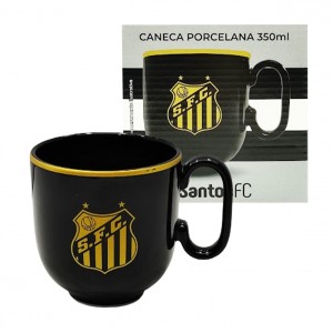 CANECA SANTOS EM PORCELANA PRETA 350ML REF: 401937