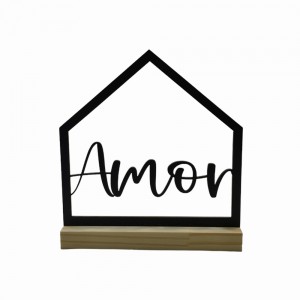 PLACA CASINHA & AMOR EM MDF COM BASE EM MADEIRA REF: 2119 PLACA CASINHA & AMOR EM MDF COM BASE EM MADEIRA REF: 2119
