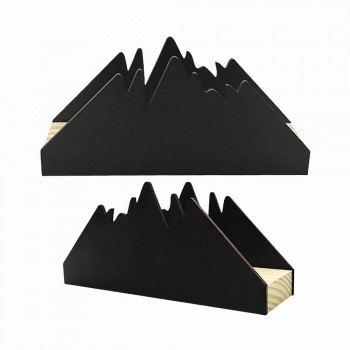 PORTA GUARDANAPOS MODELO MONTANHA EM MDF COM BASE DE MADEIRA REF: 2430