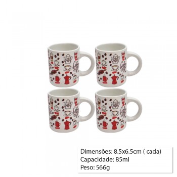 CONJUNTO 4 XICARAS DE CAFE REF: 4042