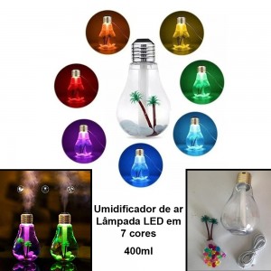 UMIDIFICADOR DE AR C/ LED EM 7 CORES 400ML REF: 4049 UMIDIFICADOR DE AR C/ LED EM 7 CORES 400ML REF: 4049
