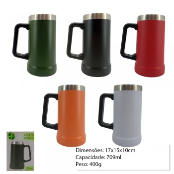 CANECA TÉRMICA EM PLÁSTICO E INOX 709ML REF: 4078