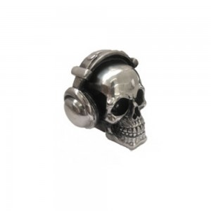 RESINA METALIZADA CAVEIRA HEADPHONE PRATA