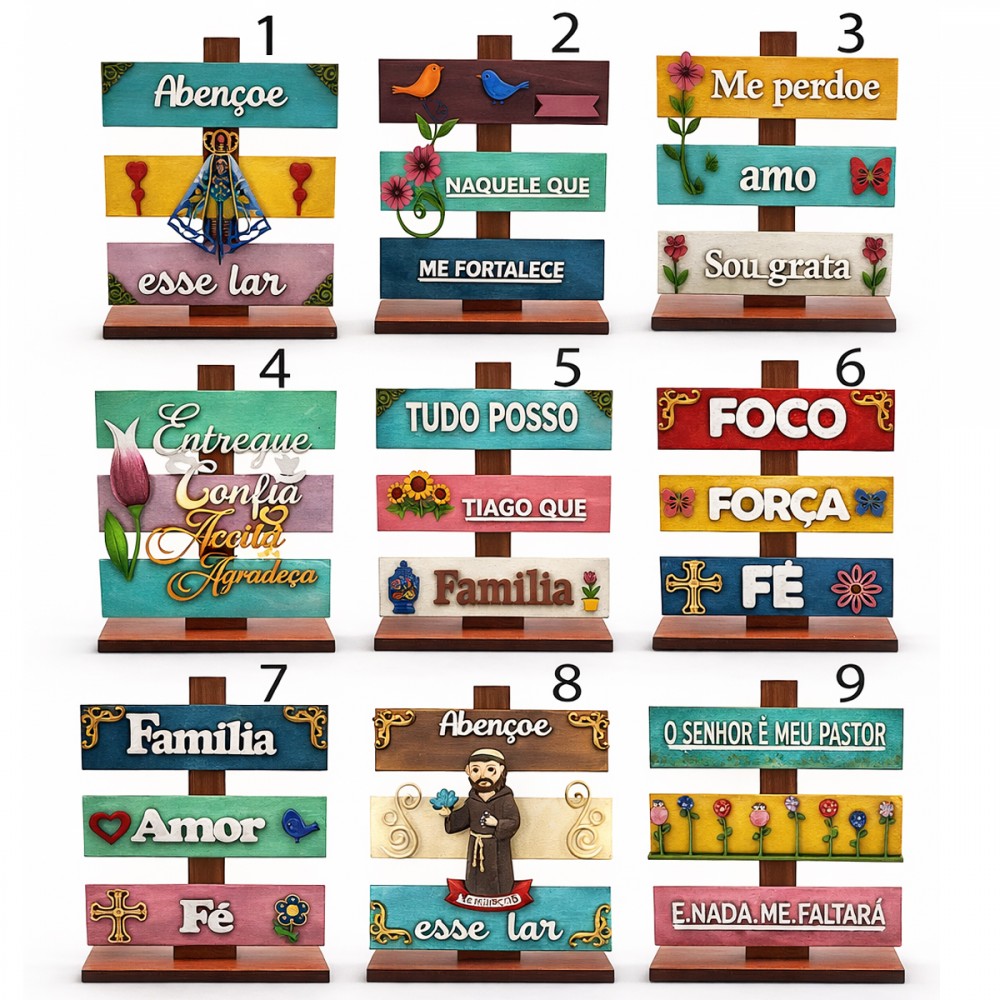 PLAQUINHAS DECORATIVAS DE MESA EM MDF  REF: 001434