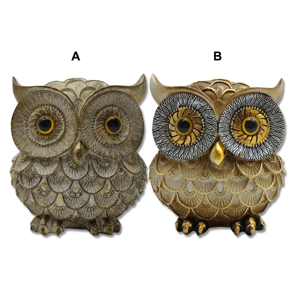 ENFEITE DECORATIVO MODELO CORUJA EM RESINA  REF: TCJA-08