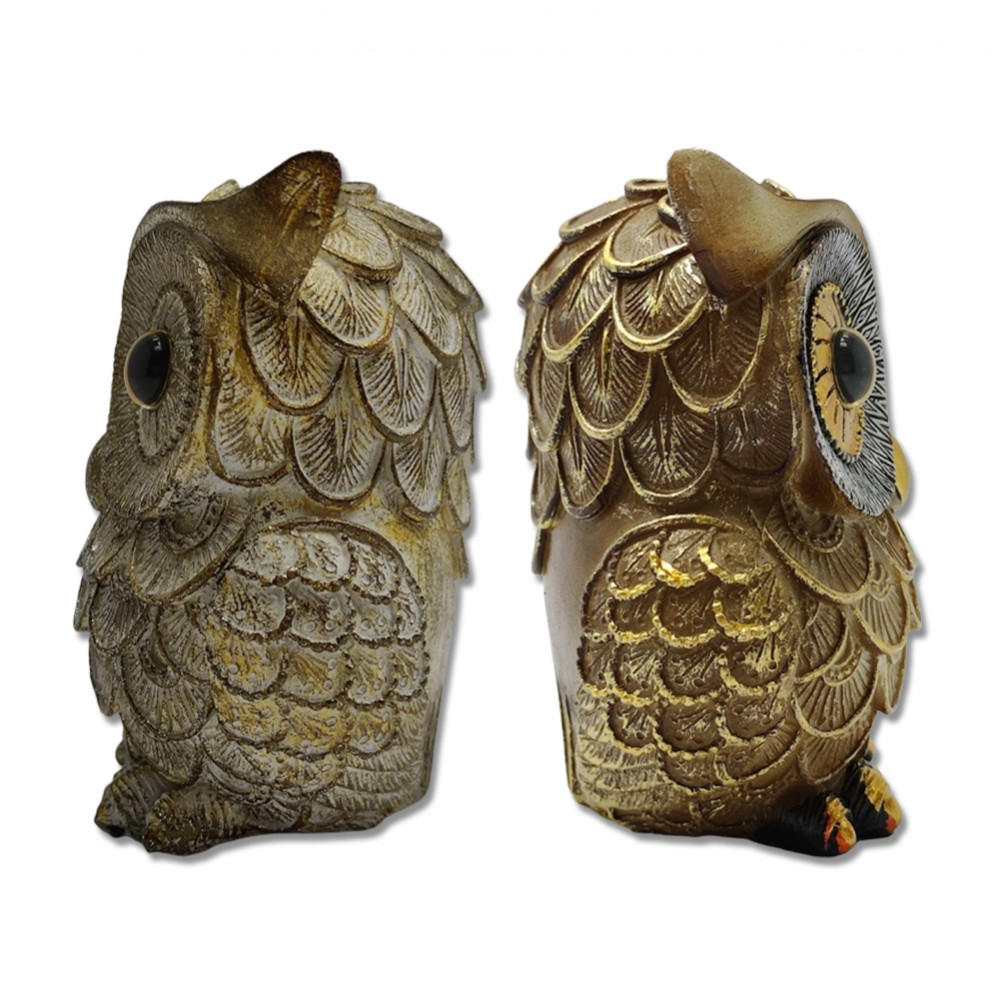 ENFEITE DECORATIVO MODELO CORUJA EM RESINA  REF: TCJA-08