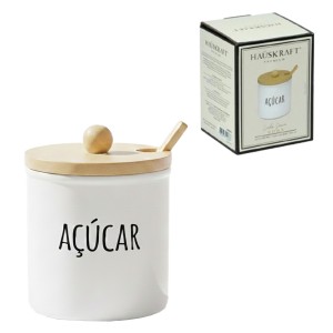 AÇUCAREIRO DOHA DE VIDRO E BAMBU 300ML REF: ACRO024