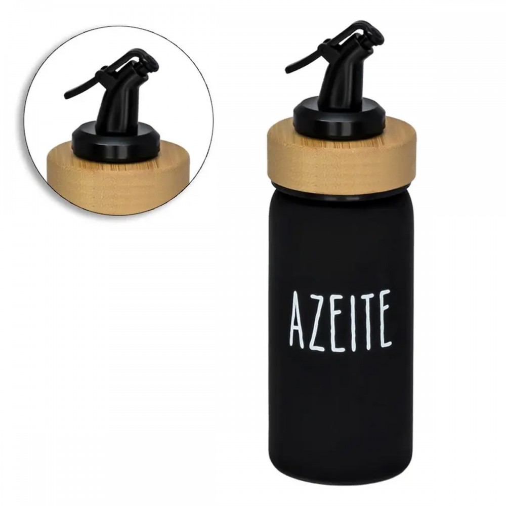 AZEITEIRO DOHA DE VIDRO E MADEIRA 220ML REF: GLHT066