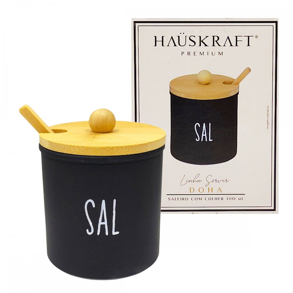 SALEIRO DOHA 300ML DE VIDRO E BAMBU REF: SLRO030