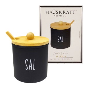 SALEIRO DOHA 300ML DE VIDRO E BAMBU REF: SLRO030