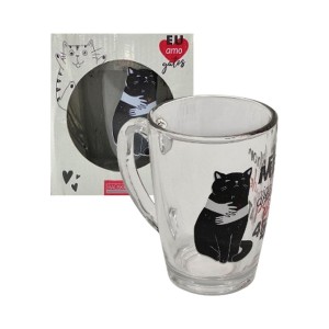 CANECA MEU AMIGO GATO 320ML EM VIDRO REF: CANC256 CANECA MEU AMIGO GATO 320ML EM VIDRO REF: CANC256