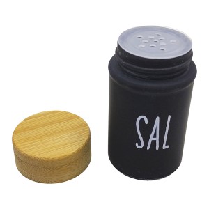 SALEIRO E PIMENTEIRO DOHA DE VIDRO E BAMBU REF: SLRO031