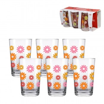 COPO ALTO COM FLORES 190ML 6 PEÇAS DE VIDRO REF: CPLG-095 COPO ALTO COM FLORES 190ML 6 PEÇAS DE VIDRO REF: CPLG-095