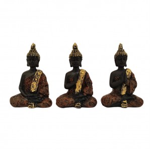 ENFEITE DECORATIVO EM RESINA MODELO BUDA COM 3 PEÇAS  REF: MRES-B97