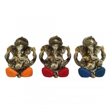 ENFEITE DECORATIVO EM RESINA MODELO GANESHA COM 3 PEÇAS  REF: MRES-B147