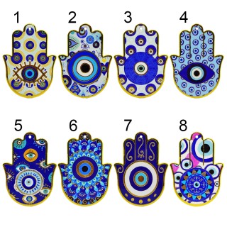 ENFEITE DECORATIVO DE PORCELANA MODELO MÃO DE HAMSÁ REF: MDECP-203