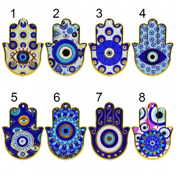 ENFEITE DECORATIVO DE PORCELANA MODELO MÃO DE HAMSÁ REF: MDECP-203